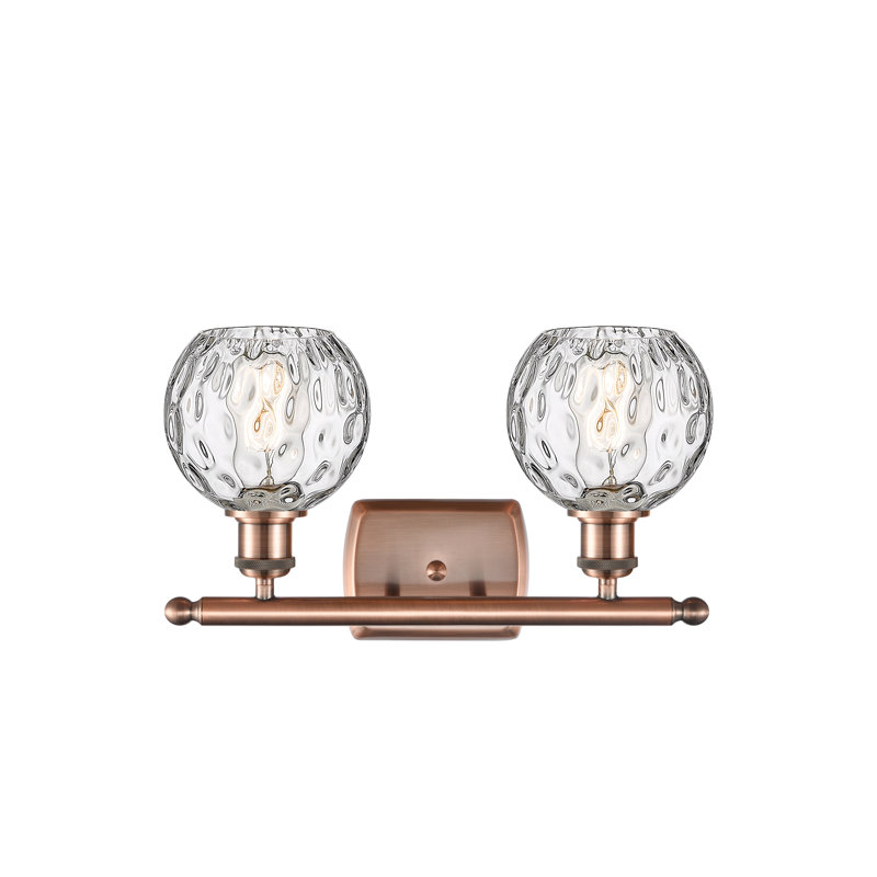Éclairage pour salle de bain 2 lumières en acier et verre Cindi, DEL, Cuivre antique