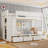 Twin over Twin Bunk Bed with 4 Storage Drawers, Built-in Wardrobe, Full-Length Guardrails, Solid Wood Frame, No Box Spring, Ivory-1334928570