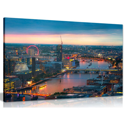 London Sunset, Panoramic View - Wrapped Canvas Print