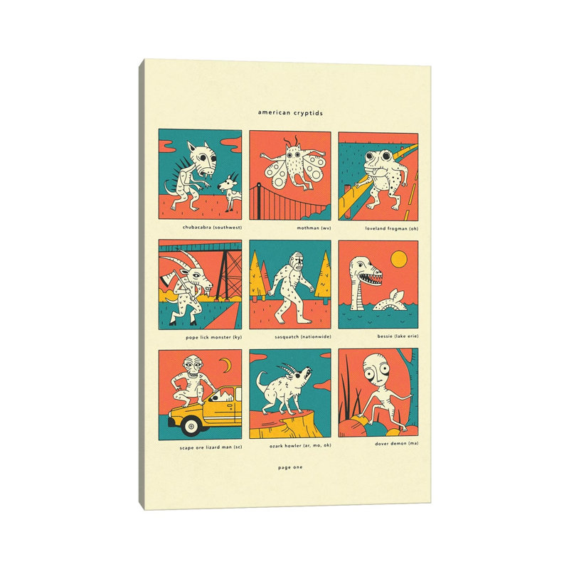 American Cryptids Page I by Jazzberry Blue - Wrapped Canvas Print, 20.32 cm H x 30.48 cm W