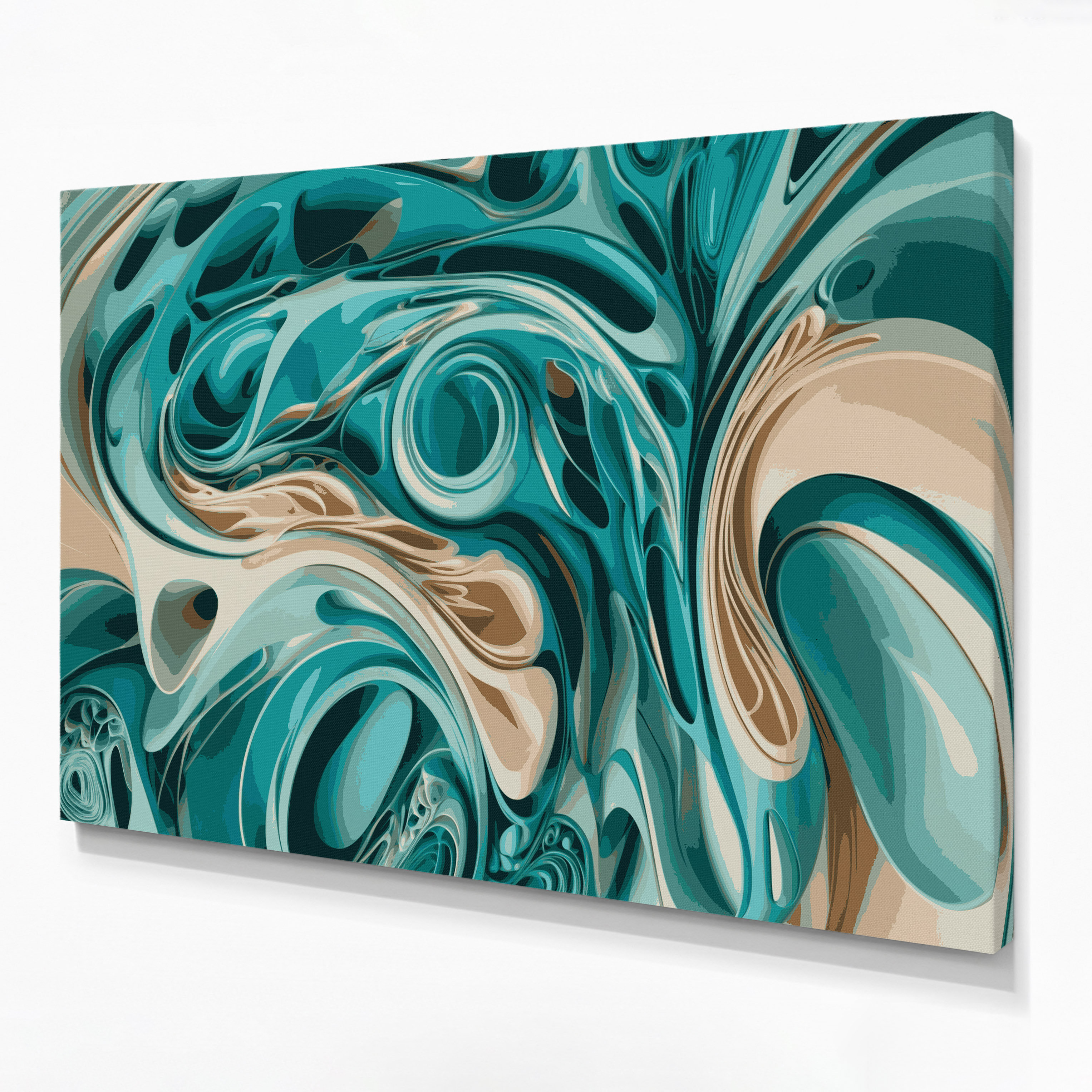 Bungalow Rose Biomorphic Abstraction 31 Blue Canvas Wall Art | Wayfair