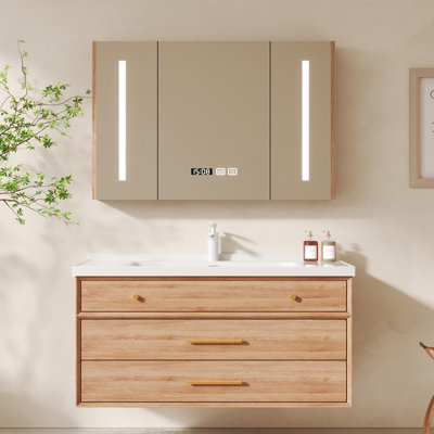 Japanese style log bathroom cabinet