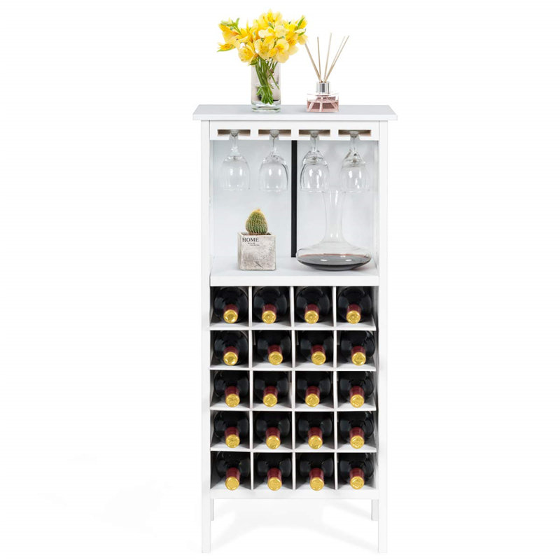 Agurne 20 Bottle Wine Bottle & Glass Rack, White