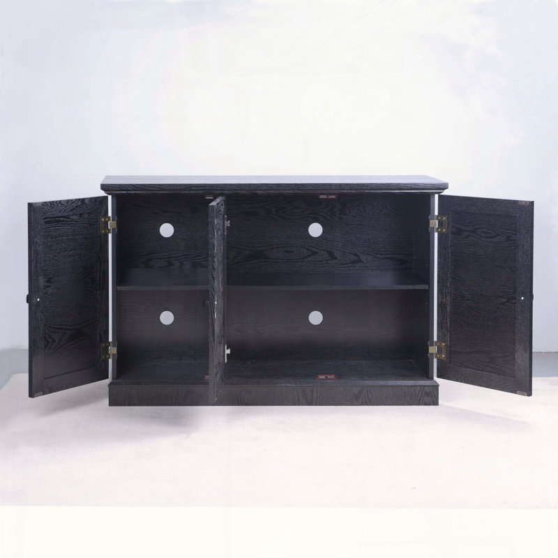 Black 45 Storage Cabinet with Mirrored Doors, Black