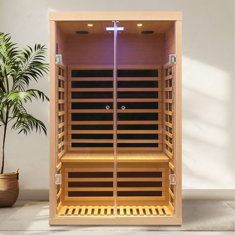 Sauna de luxe à infrarouge lointain pour 2 personnes avec portes doubles en verre