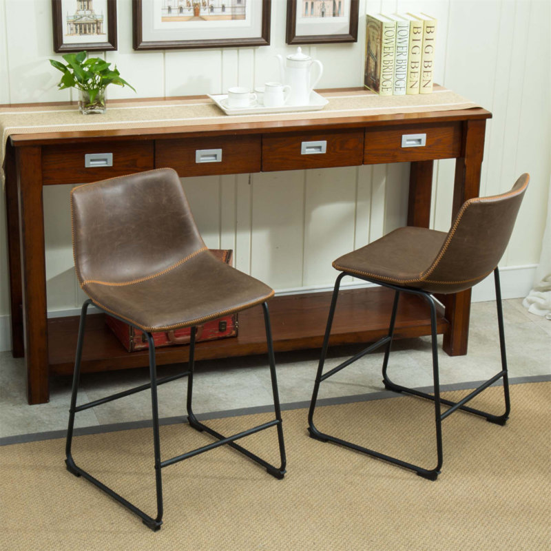 Ensemble de 2 tabourets de comptoir Lotusville, Brun