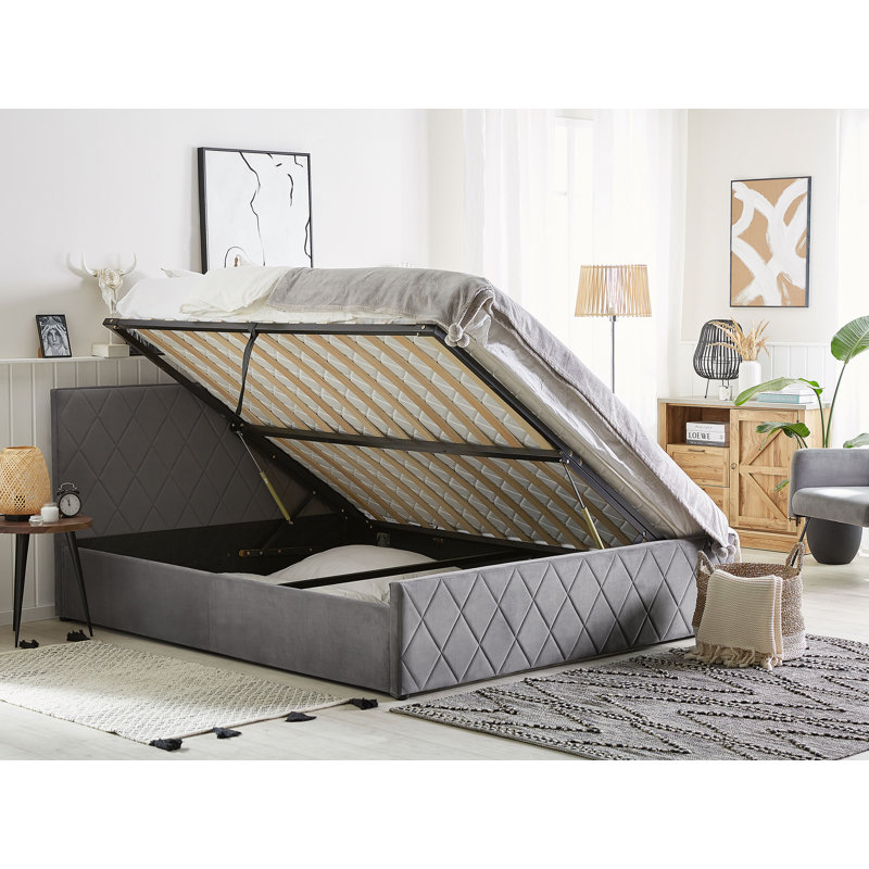 Skien Upholstered Bed, European Double (140 x 200cm), Grey