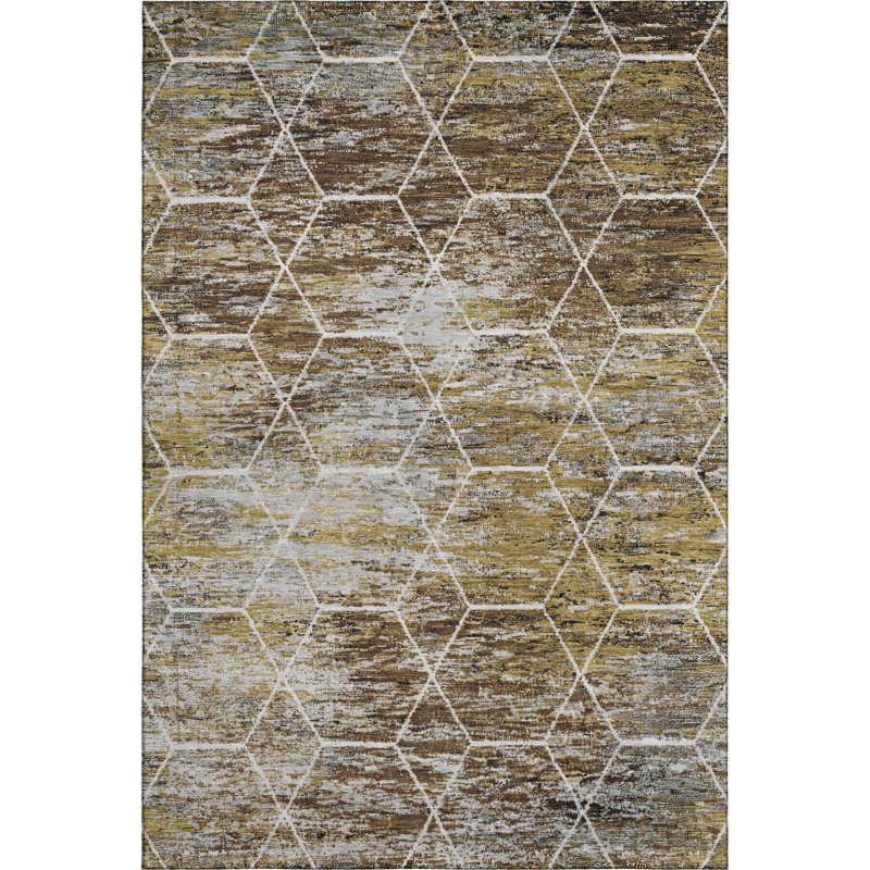 Premium Machine Washable Lubbers AMF1724 Geometric Rug, Rectangle 2'6" x 3'10"