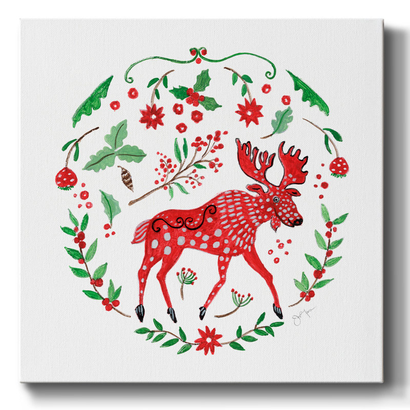 «Christmas Folk Owl» sur toile, H 40 po x l 40 po x P 1,5 po