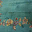 Minimalist Open Solid Turquoise Color Field Antique Room Size Floral Chinese Art Deco Rug