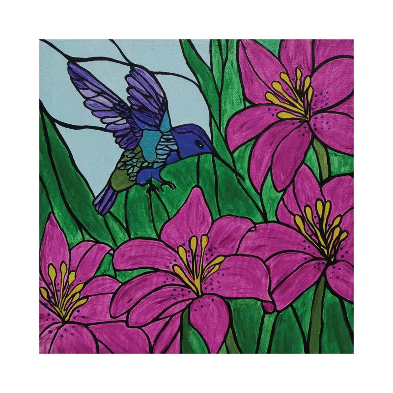 Groovy Little Hummingbird by Rachel Olynuk - Wrapped Canvas Gallery-Wrapped Canvas Giclée, 45.72 cm H x 45.72 cm W