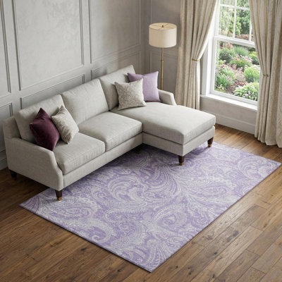 Tapis lavable et motif cachemire ivoire 9 pi x 12 pi avec protection UV