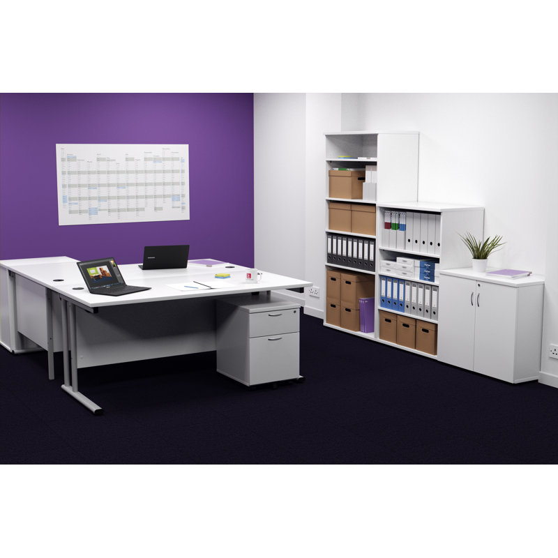 Buariki 200cm H x 80cm W Standard Bookcase, White, 180cm. H x 80cm. W x 45cm. D