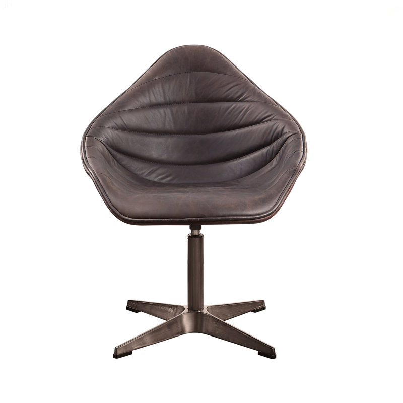Fauteuil d'appoint en cuir fleur avec pivot