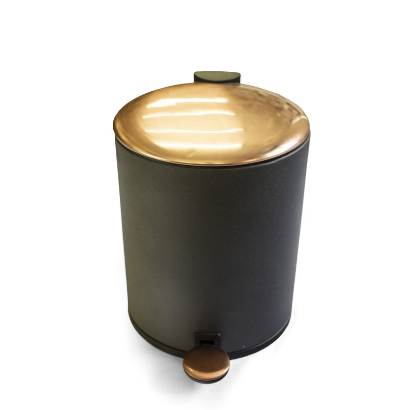 Poubelle à pédale 1,3 gallon, Noir / Cuivre