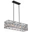 Luminaire suspendu 5 lumières pour îlot de cuisine, cristaux rectangulaires avec cadre noir