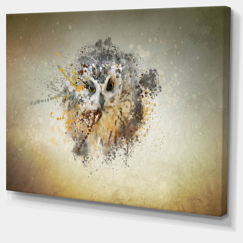 Large Owl - reproduction d'impression, H 8 po x l 12 po x P 1 po, Toile tendue