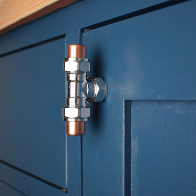 Chrome And Copper Knob - T-Shaped