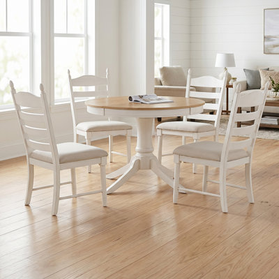 Ensemble de table de salle à manger extensible 5 pièces avec chaises à dossier échelle - Retro Farmhouse Kitchen Furniture