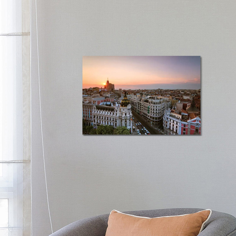 Sunset Over Madrid, Spain by Matteo Colombo - Wrapped Canvas Print, 46cm H x 66cm W