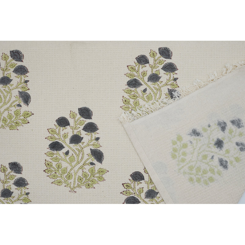 Serviette de bain bloc à imprimé floral, gaufres de cuisine, Gris
