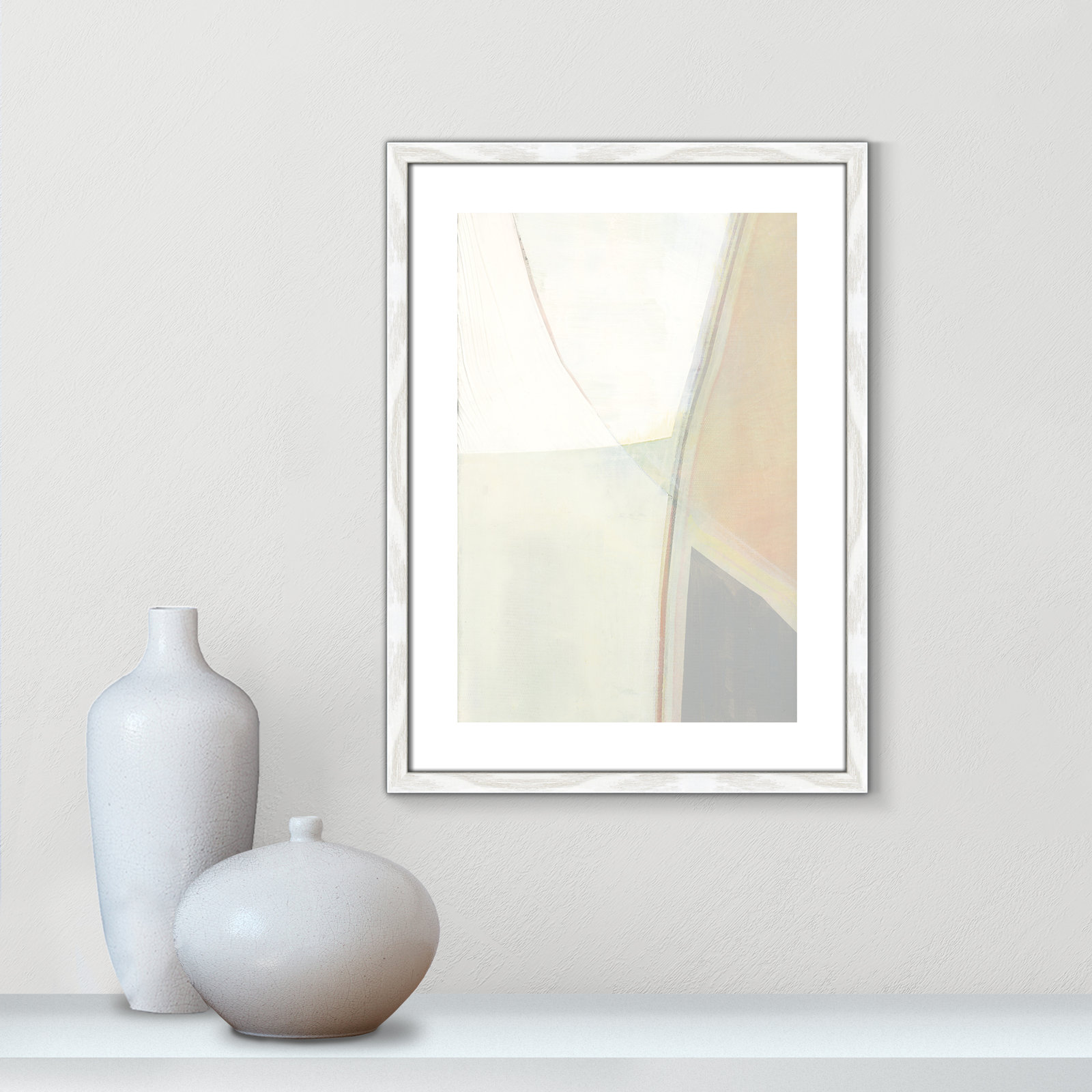 Alexandria "In Neutral II" Painting by Cartissi, 23" H x 17" W x 0.75" D, White Wood Framed Paper