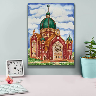«Synagogue Katowice Extérieur» par Andrea Strongwater, art mural sur toile