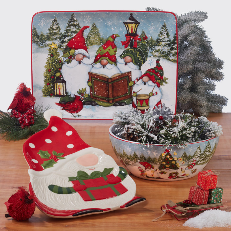 Christmas Gnomes Rectangular Platter 16" x 12"