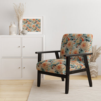 Pastel Colours Eclectic Floral Collage III - Upholstered Bohemian & Eclectic Accent Arm Chair
