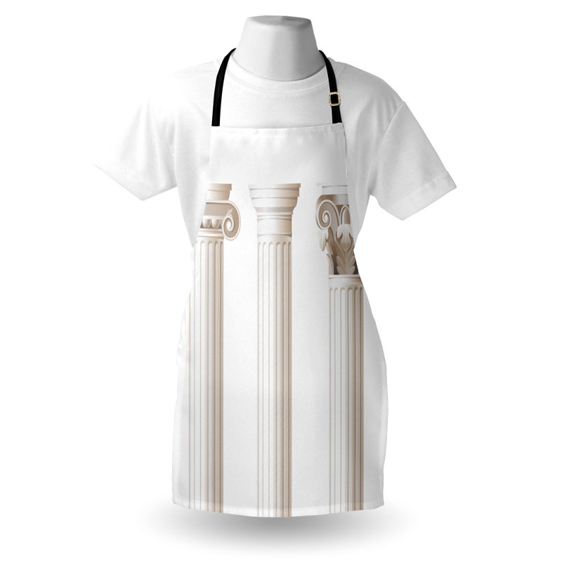 East Urban Home Digital Apron Unisex, Ionic Doric and Marbles, Adult Size, Coconut