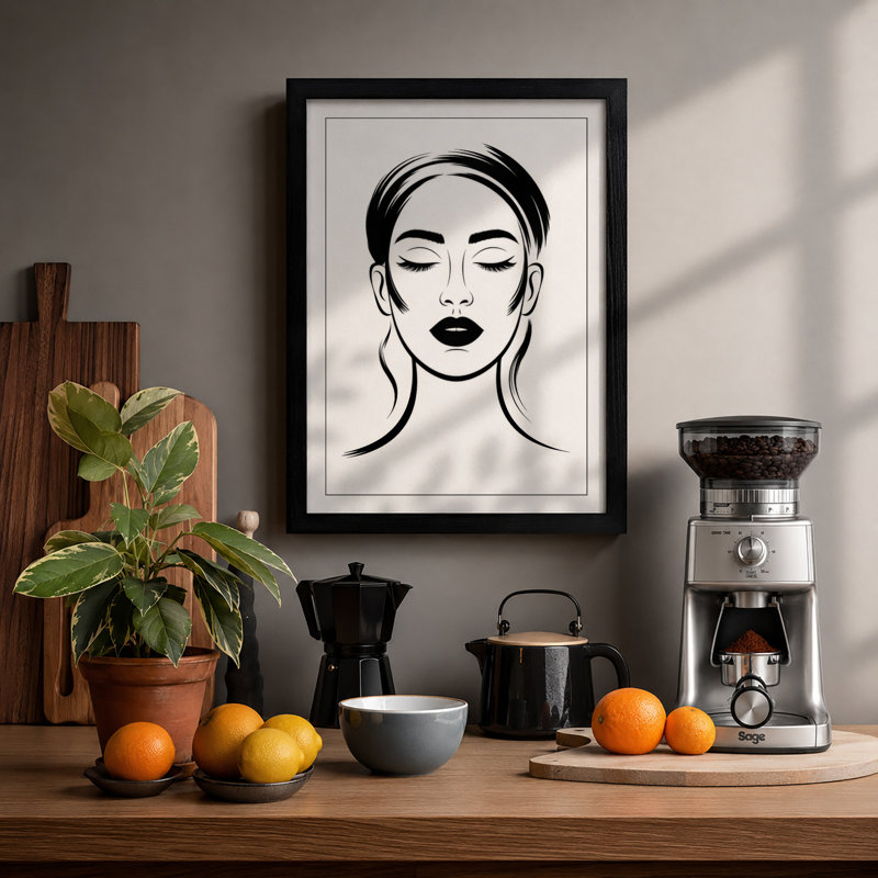 Portrait In Lines Minimalist - Print, A1 - 84.1 x 59.4 cm, Black