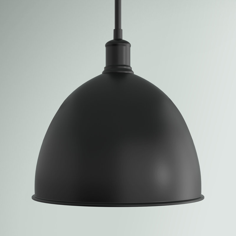 Waldon 1-Light Dimmable Single Pendant , 12.5" H x 12.5" W, Matte Black