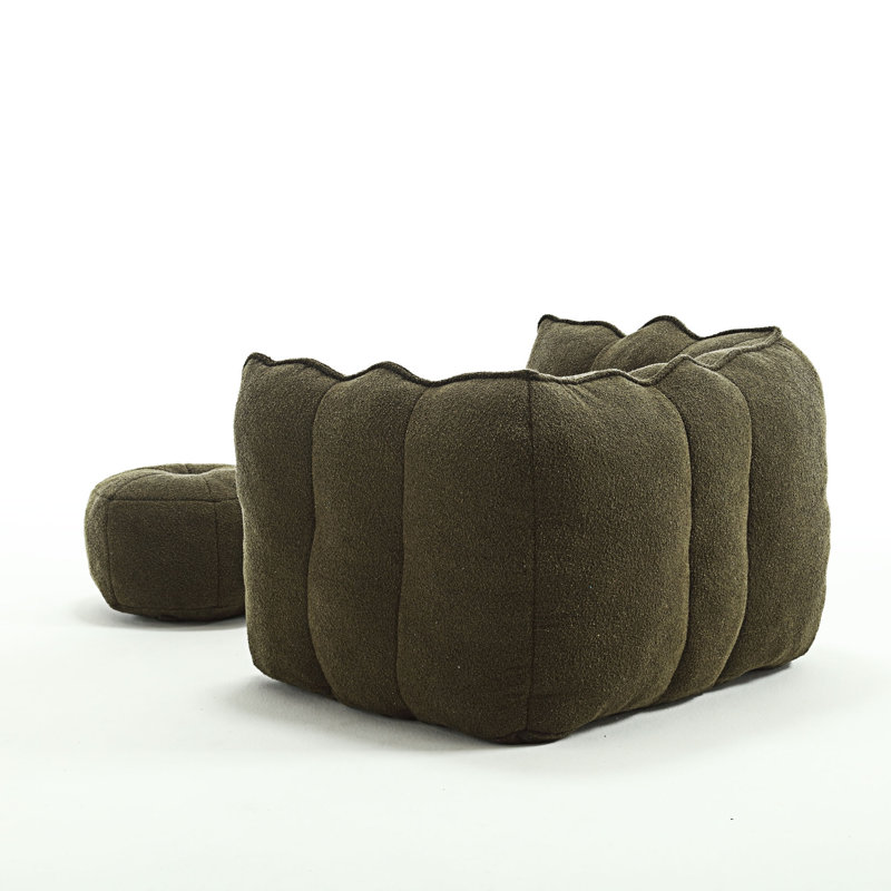 Canapé-lit carré confortable avec repose-pieds, Chenille vert olive, H 23,23 po x l 38,58 po x P 31,5 po