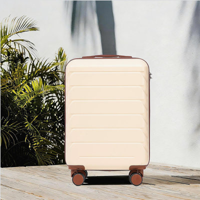 20 Inch ABS Hard Shell Travel Checked Luggage - Scratch Resistant Surface Four Multi-Directional Wheels,  With Combination Lock.(Beige)