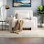 Fauteuil moderne avec accoudoirs asymétriques en bois, rangement caché et coussin lombaire ergonomique, revêtement en polyester confortable, assemblage facile-6767035