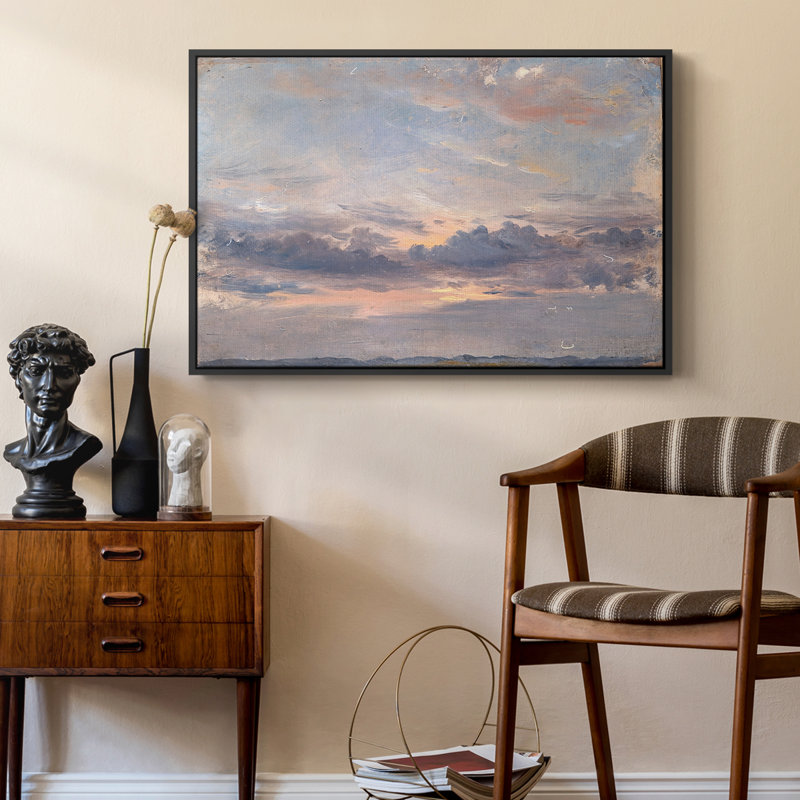 Étude de nuages, coucher de soleil, v. 1821-1822 - John Constable - Toile tendue avec châssis encadrée, 24 po x 36 po, Noir