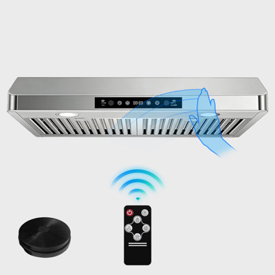 30" 800 CFM Under Cabinet Stainless Steel Ducted/Ductless Convertible Range Hood With Dishwasher-Safe Baffle Filter, Soft Touch Controls And LED Lights