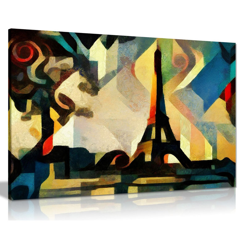 Eiffel Tower Paris Cubism - Wrapped Canvas Painting, 46cm H x 31cm W