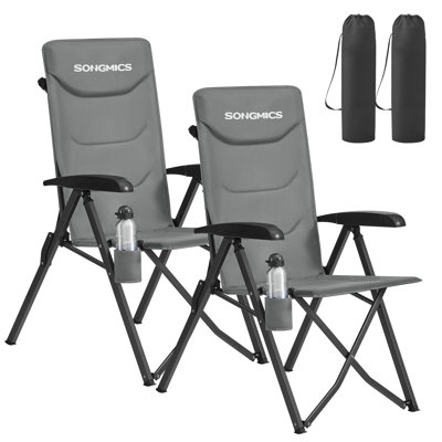Folding Recliner Chair, Adjustable  High Back Camping Chair 