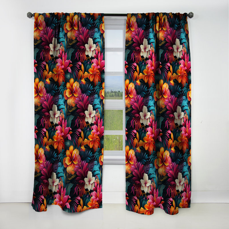 Jungle Splendor - motif tropical III - Rideau floral - Rideau occultant floral - 1 panneau, L 52 po x L 63 po