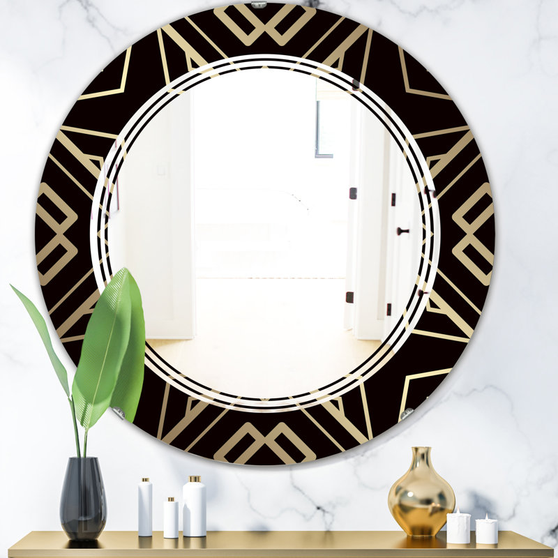 Miroir mural triple sans cadre C et noir Art Deco Glam, H 31,5 po x l po
