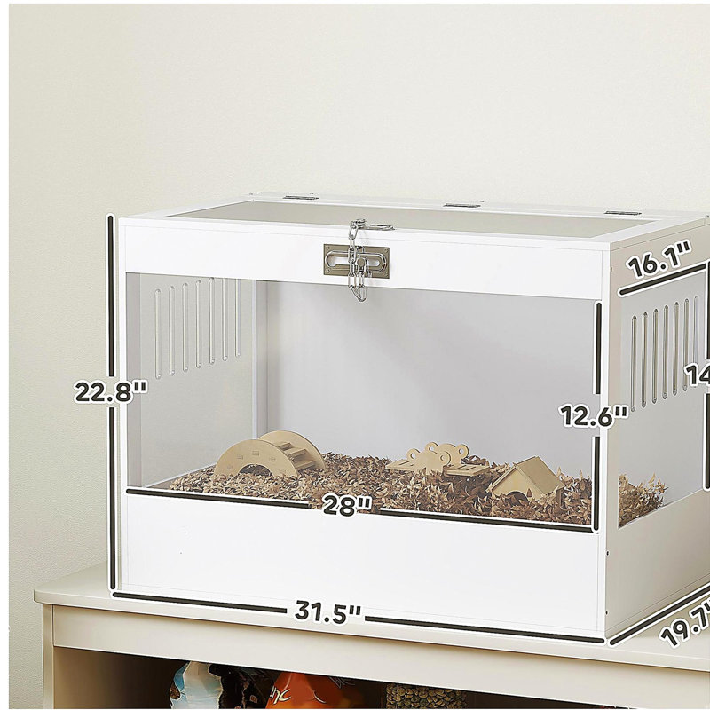 Cage pour animal de compagnie avec couvercle et serrure ouvrable, cabane, accessoires, blanc