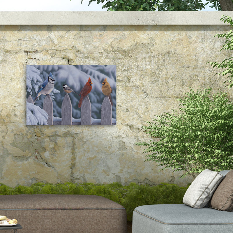 Toile d'extérieur Jeff Hoff Winter Birds, H 12 po x l 19 po