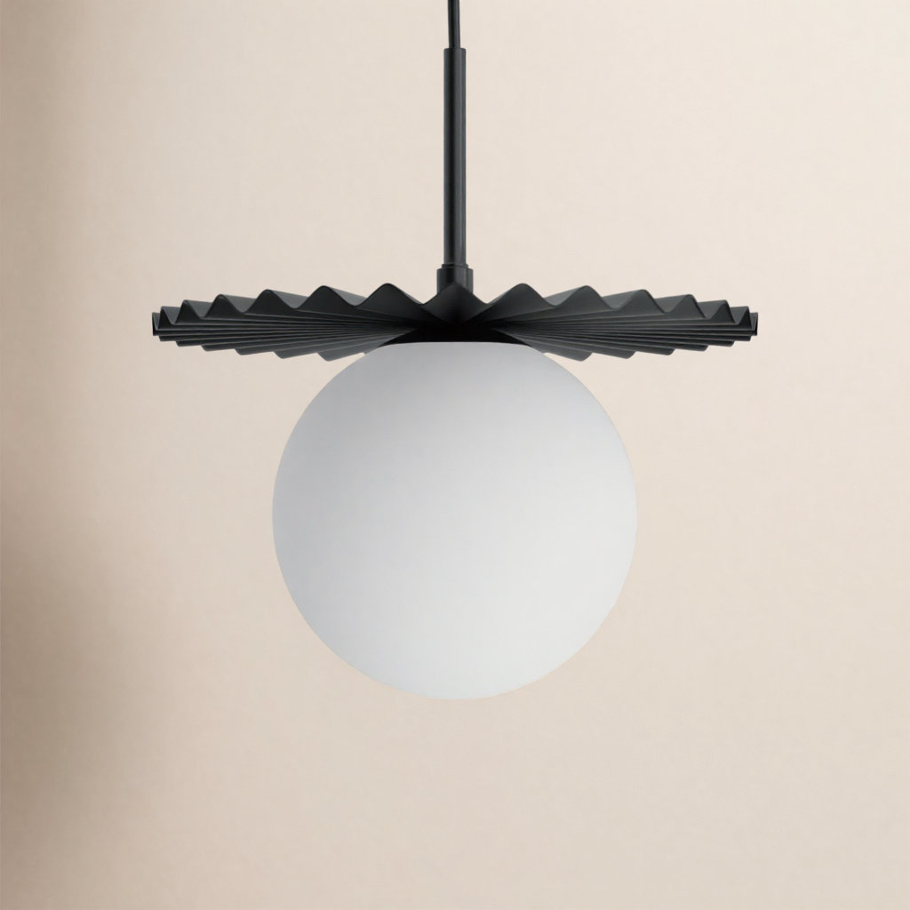 Abbey Dimmable Wrought Iron Single Light Pendant, Matte Black