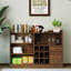 Buffet élégant et spacieux avec portes coulissantes en verre, idéal pour les espaces de rangement, bon rangement, couleur noyer, panneau de particules + espace