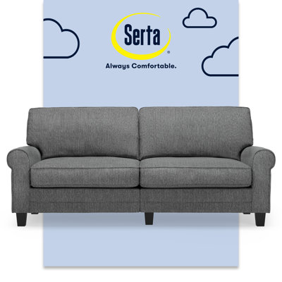 Serta Copenhagen 78" Rolled Arm Sofa, Easy Care Fabric, Soft Pillow Back, Pocket Coil Seat Cushions