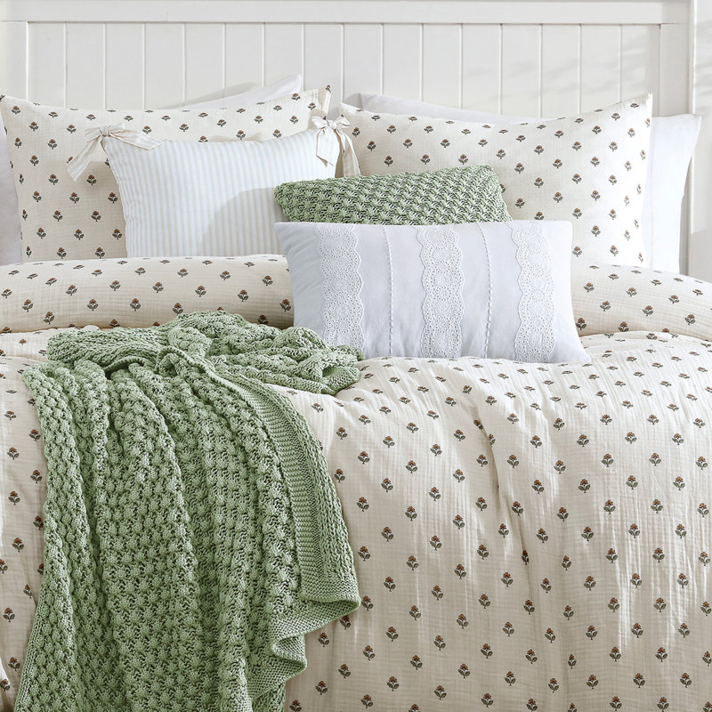 White Cotton Eyelet Embroidered 14" x 20" Throw Pillow