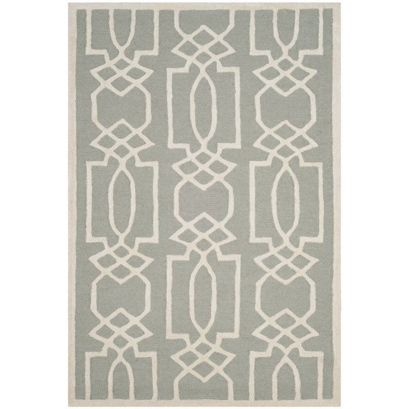 Zandbergen Hand Tufted Wool Damask Rug, Rectangle 4' x 6'