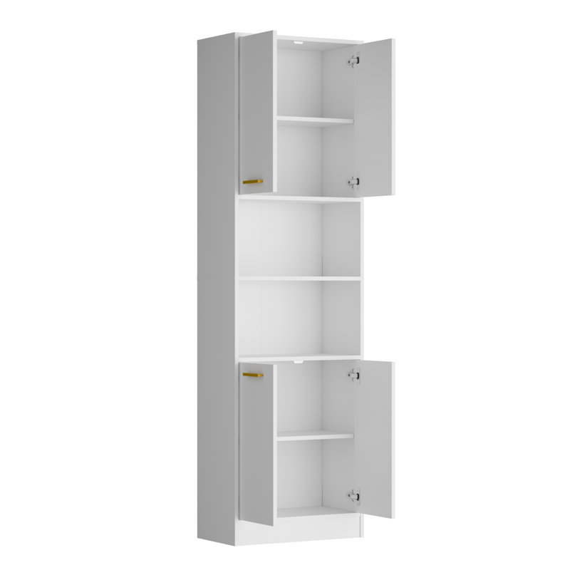 74.7'' H X 22'' W Tall Bookcase with Doors and Adjustable Shelves, 6-shelf Storage Bookshelf for Home Office and Living Room