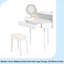 Modern Corner Makeup Vanity Desk With Large Storage, LED Mirror & Stool, Brightness Adjustable, Space-Saving For Small Places, White